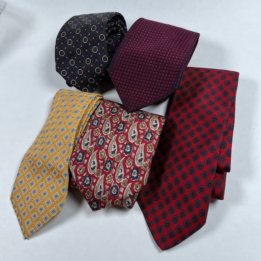 Brooks Brothers Lot of 5 Neckties Paisley and Geometric Patterns Silk USA